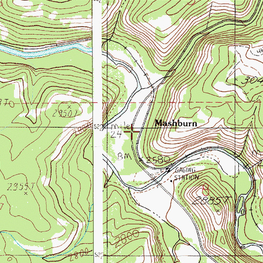 Topographic Map of Mashburn, ID