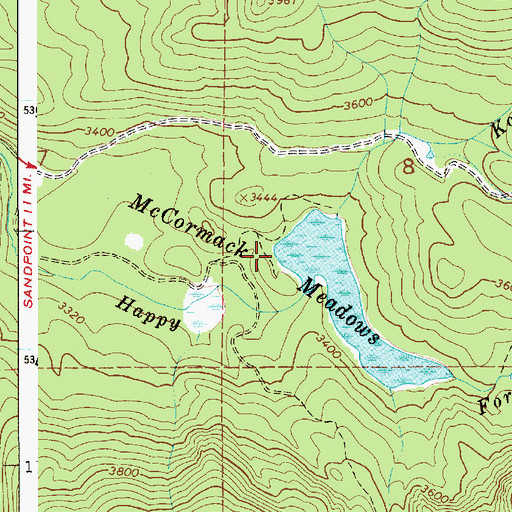 Topographic Map of McCormack Meadows, ID
