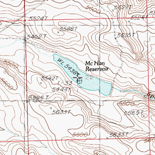 Topographic Map of McHan Reservoir, ID