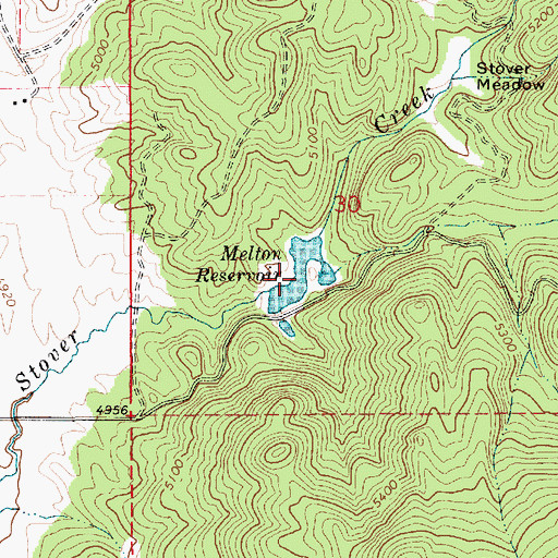 Topographic Map of Melton Reservoir, ID