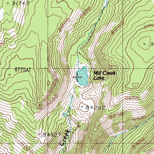 Topographic Map of Mill Creek Lake, ID