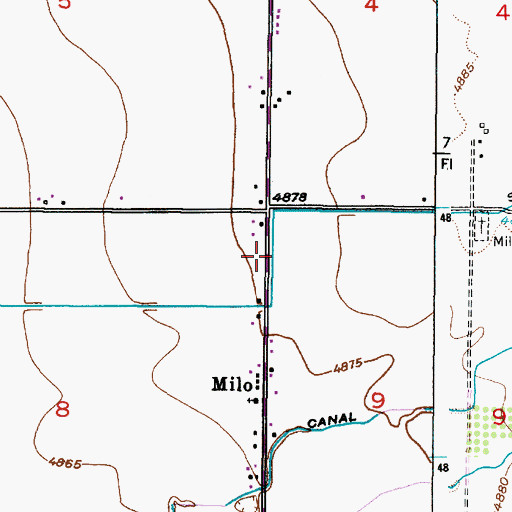 Topographic Map of Milo, ID