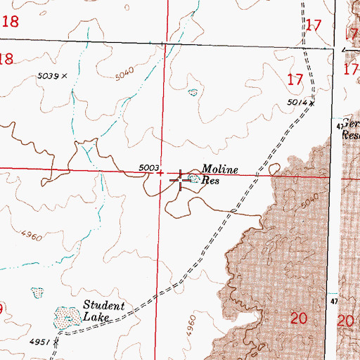 Topographic Map of Moline Reservoir, ID