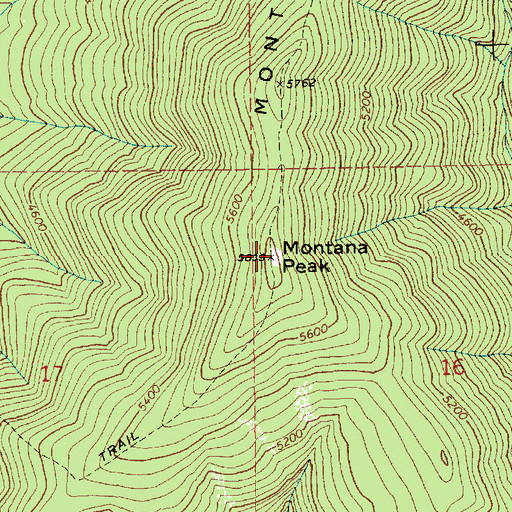 Topographic Map of Montana Peak, ID