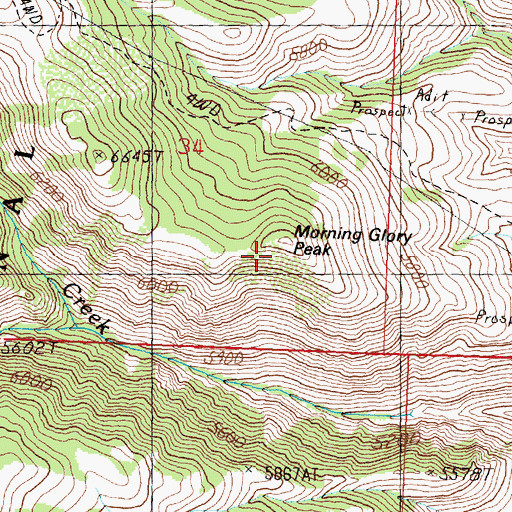 Topographic Map of Morning Glory Peak, ID