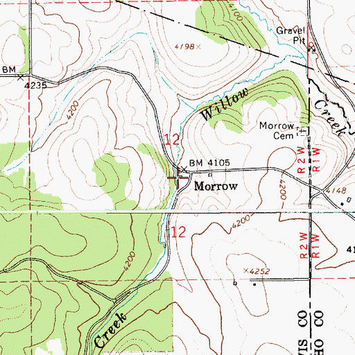 Topographic Map of Morrow, ID