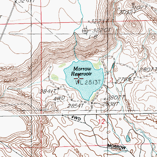 Topographic Map of Morrow Reservoir, ID
