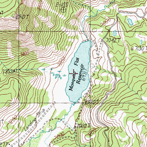 Topographic Map of Mosquito Flat Reservoir, ID