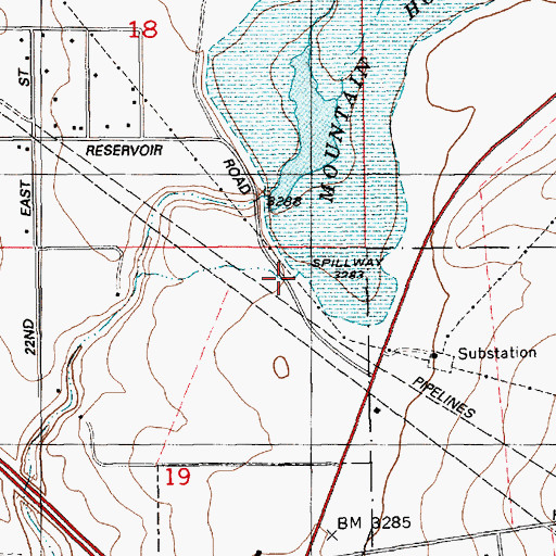 Topographic Map of Mountain Home Reservoir, ID