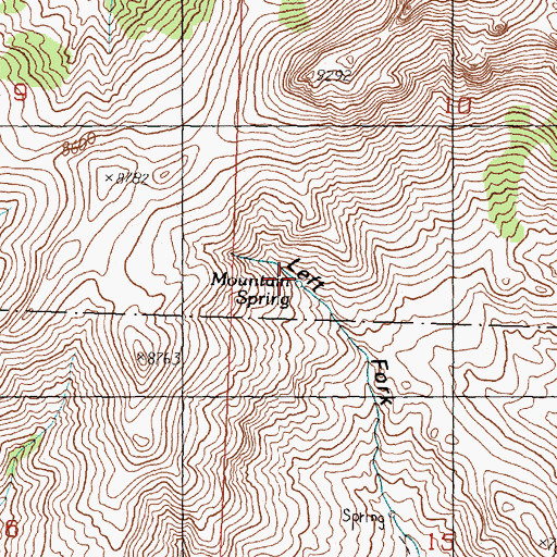 Topographic Map of Mountain Spring, ID