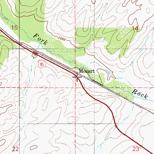 Topographic Map of Mozart, ID