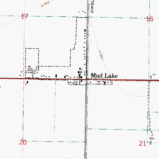 Topographic Map of Mud Lake, ID