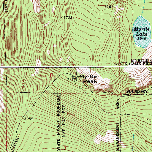Topographic Map of Myrtle Peak, ID