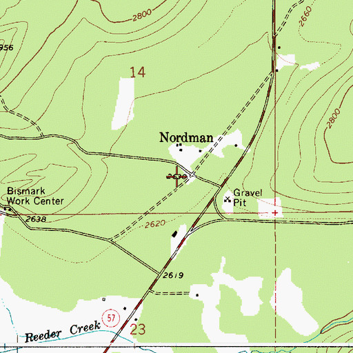 Topographic Map of Nordman, ID