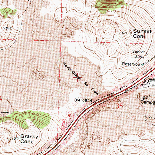 Topographic Map of North Crater Aa Flow, ID