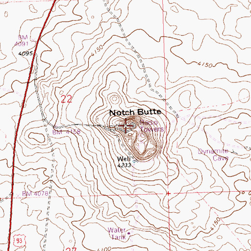 Topographic Map of Notch Butte, ID
