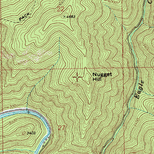 Topographic Map of Nugget Hill, ID
