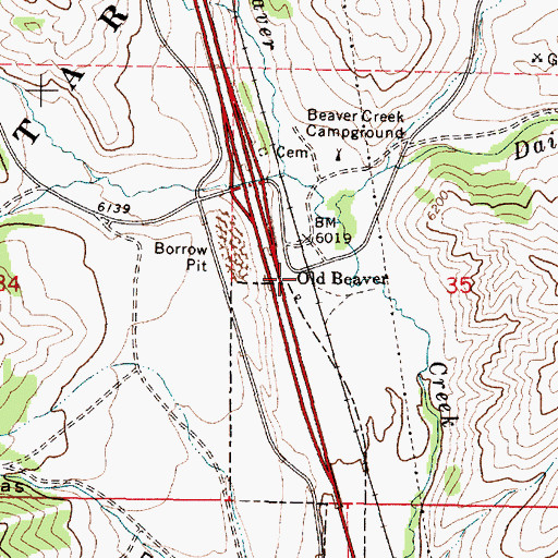 Topographic Map of Old Beaver, ID