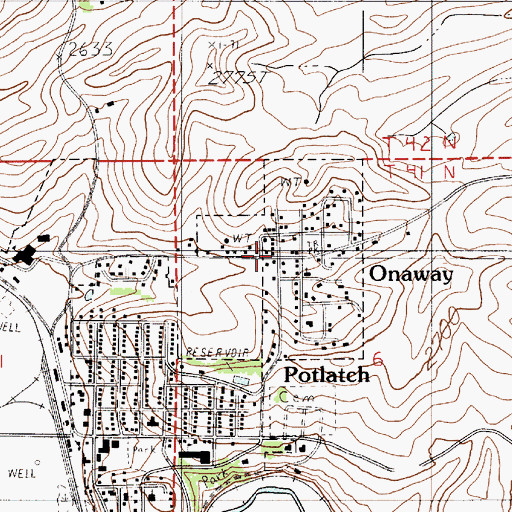 Topographic Map of Onaway, ID