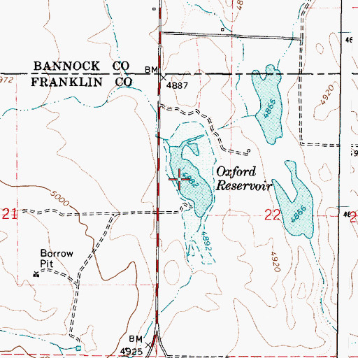 Topographic Map of Oxford Reservoir, ID