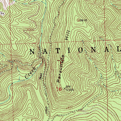 Topographic Map of Parachute Hill, ID