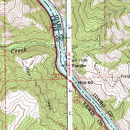 Topographic Map of Pardee, ID
