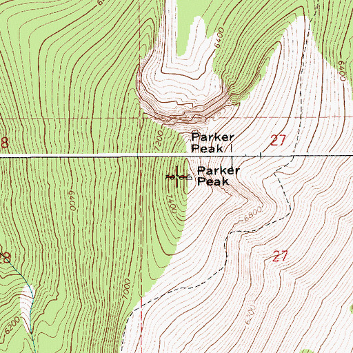 Topographic Map of Parker Peak, ID