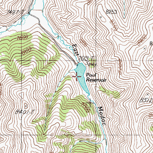 Topographic Map of Paul Reservoir, ID