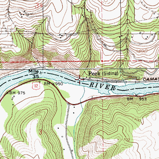Topographic Map of Peck, ID
