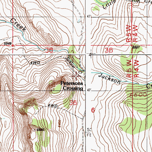 Topographic Map of Petersons Crossing, ID