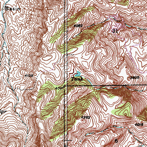 Topographic Map of Sleeping Beauty Tank, AZ