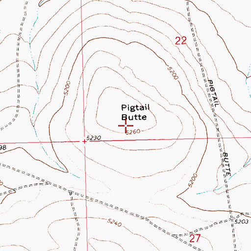 Topographic Map of Pigtail Butte, ID