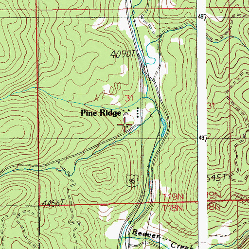 Topographic Map of Pine Ridge, ID