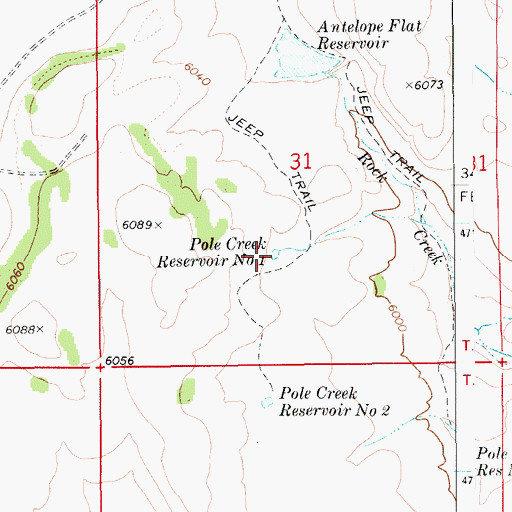 Topographic Map of Pole Creek Reservoir Number One, ID