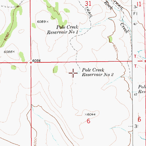 Topographic Map of Pole Creek Reservoir Number Two, ID