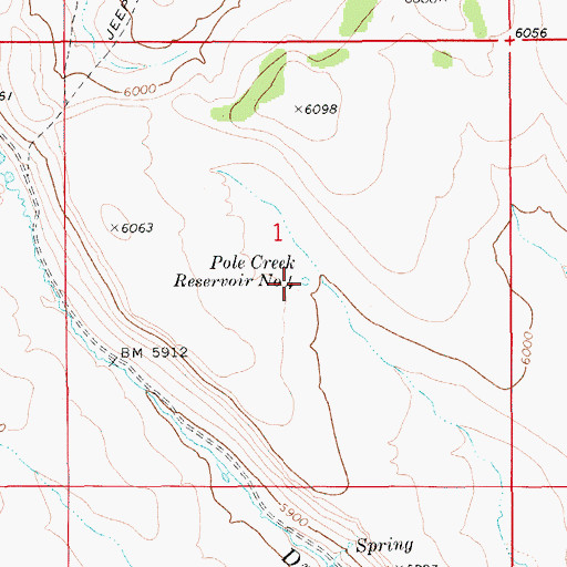 Topographic Map of Pole Creek Reservoir Number Four, ID