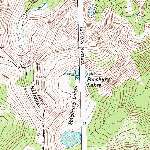 Topographic Map of Porphyry Lake, ID