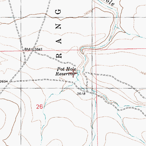 Topographic Map of Pot Hole Reservoir, ID