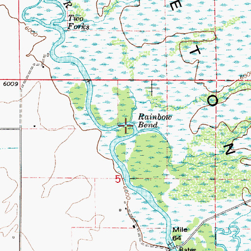 Topographic Map of Rainbow Bend, ID