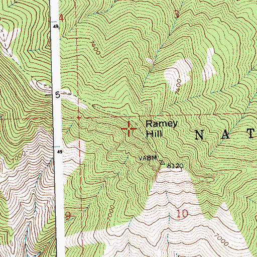 Topographic Map of Ramey Hill, ID