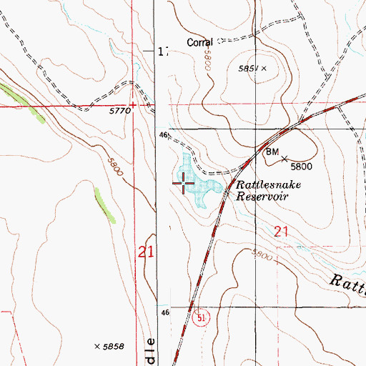 Topographic Map of Rattlesnake Reservoir, ID