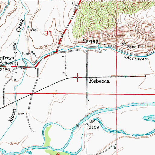 Topographic Map of Rebecca, ID