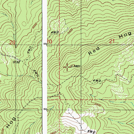 Topographic Map of Red Hog, ID
