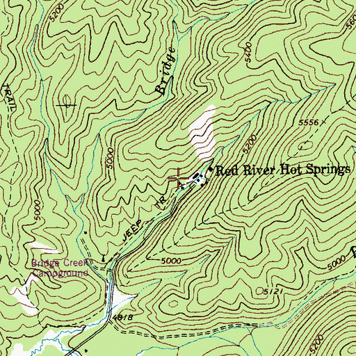 Topographic Map of Red River Hot Springs, ID