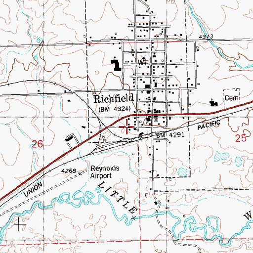 Topographic Map of Richfield, ID
