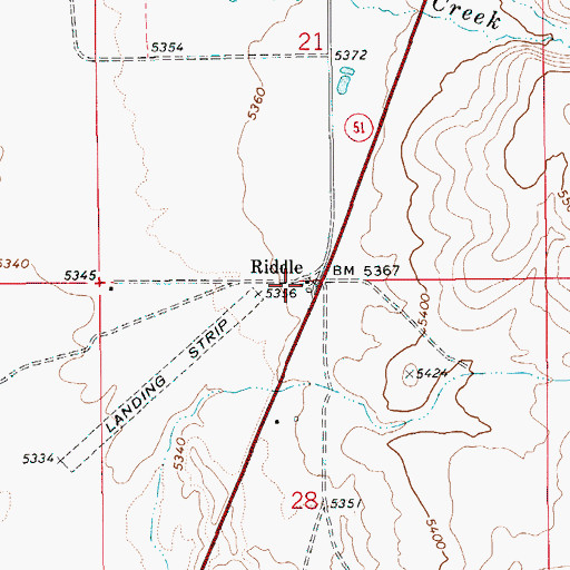 Topographic Map of Riddle, ID