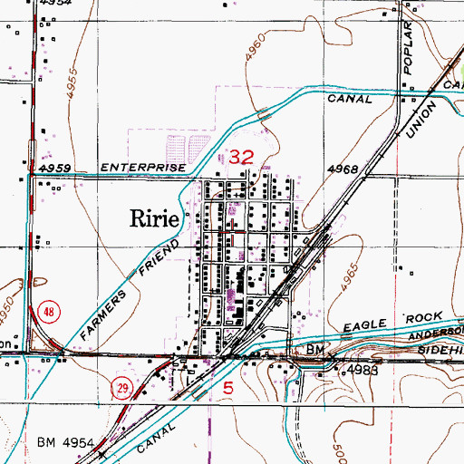 Topographic Map of Ririe, ID