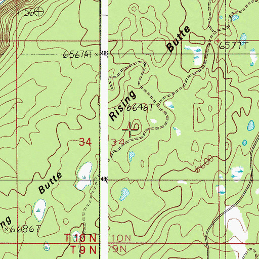 Topographic Map of Rising Butte, ID
