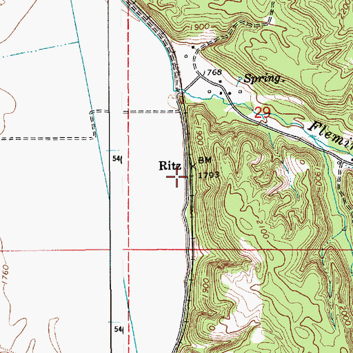 Topographic Map of Ritz, ID