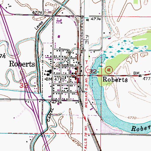 Topographic Map of Roberts, ID